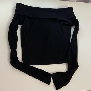 black long sleeve off the shoulder top